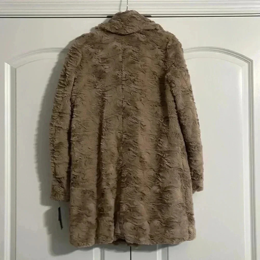 Kenneth Cole Women's Brown Notch Collar Faux Fur Coat​​ - Picture 15 of 16